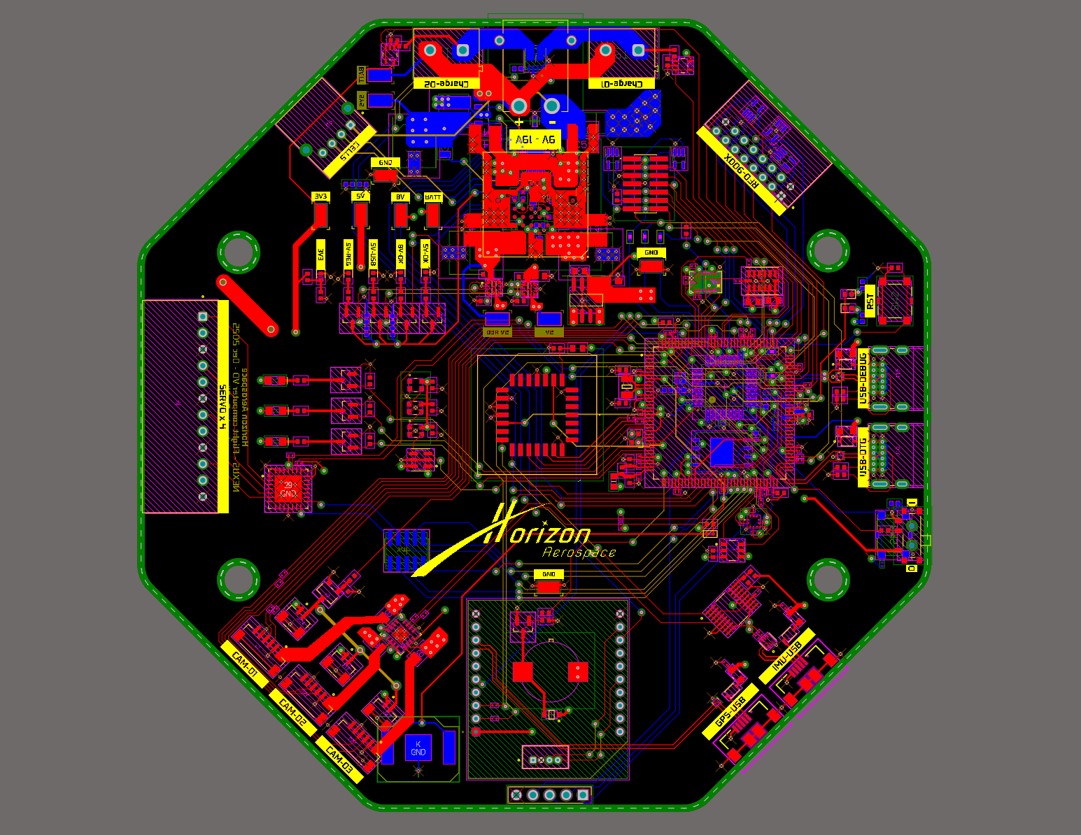 2D trace view of the flight computer PCB