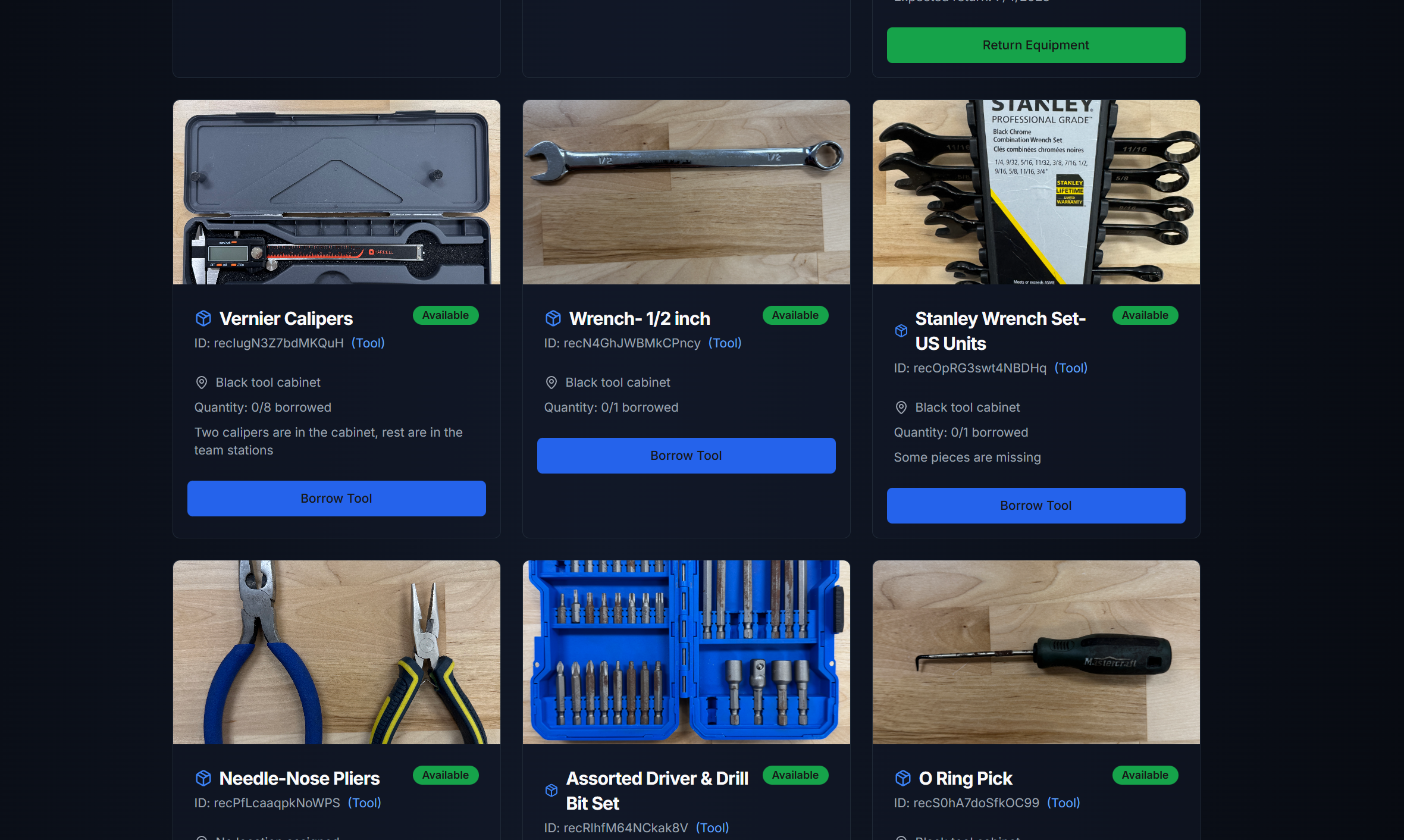 Equipment Catalog